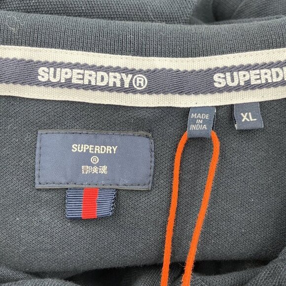 Superdry‎ Men's Classic Embossed Pique Polo shirt Size XL Black - Picture 8 of 10